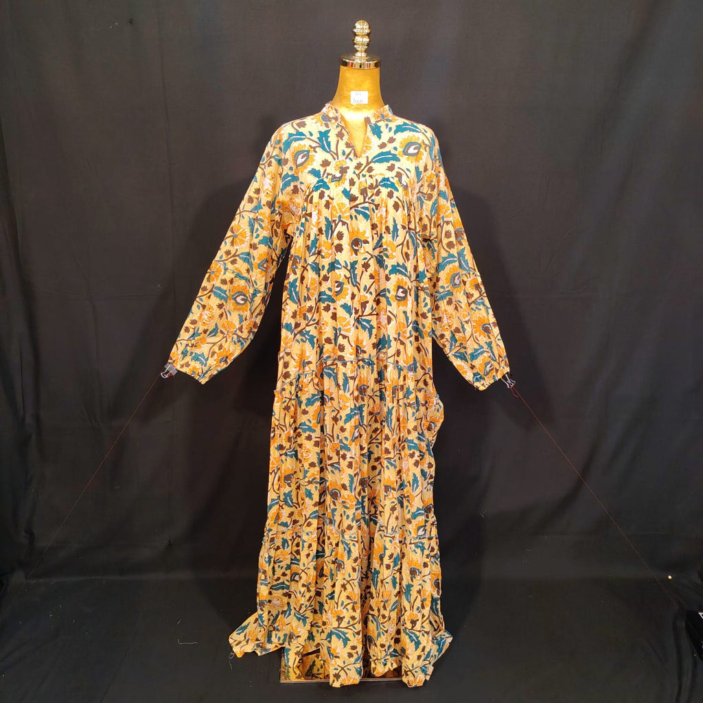 L/XL Ziya Printed Cotton Dress 57" Long Jalabiya TN 289