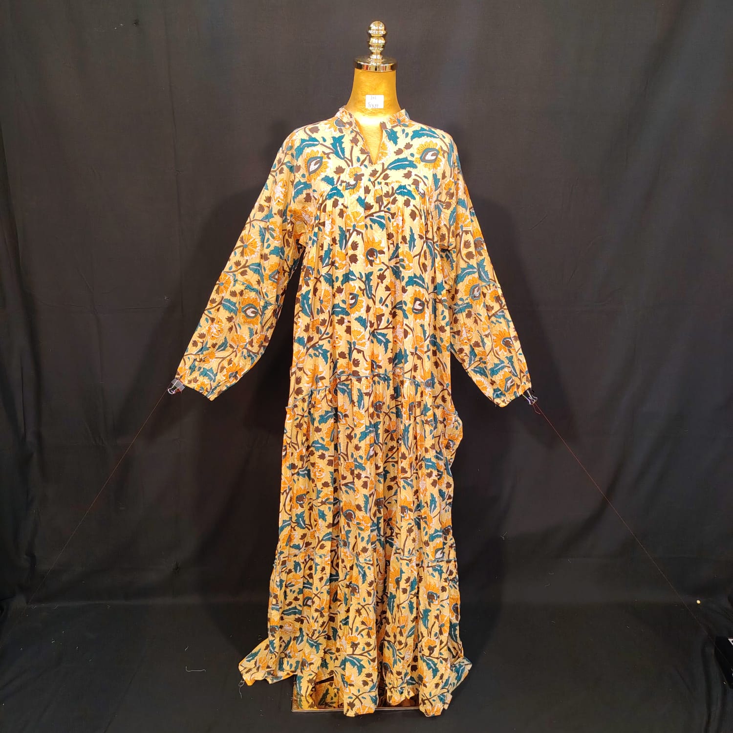 L/XL Ziya Printed Cotton Dress 57" Long Jalabiya TN 289