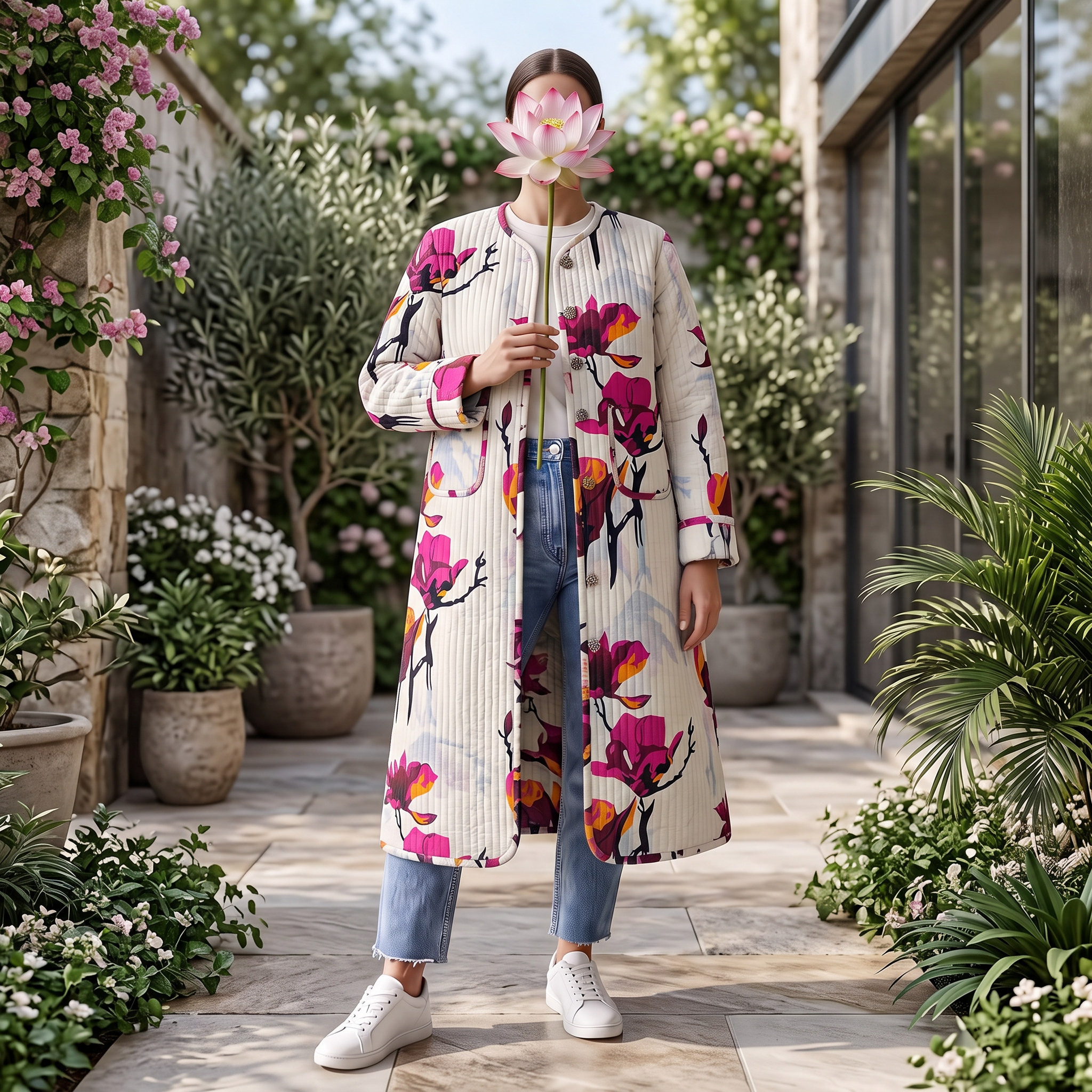 Premium Hand Printed Cotton Long Jacket for Women