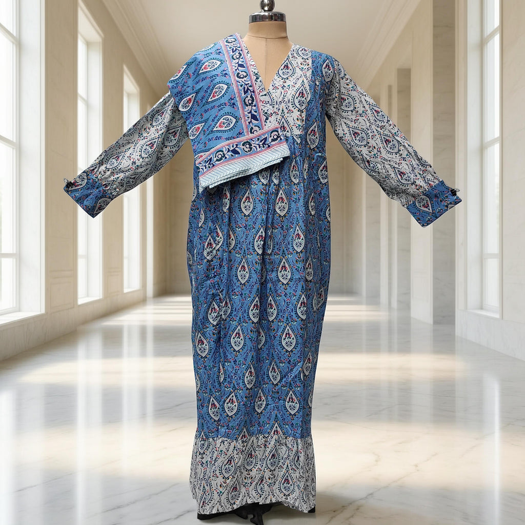 S-M Yamana With Sheila Printed Cotton Dress 57" Long Jalabiya