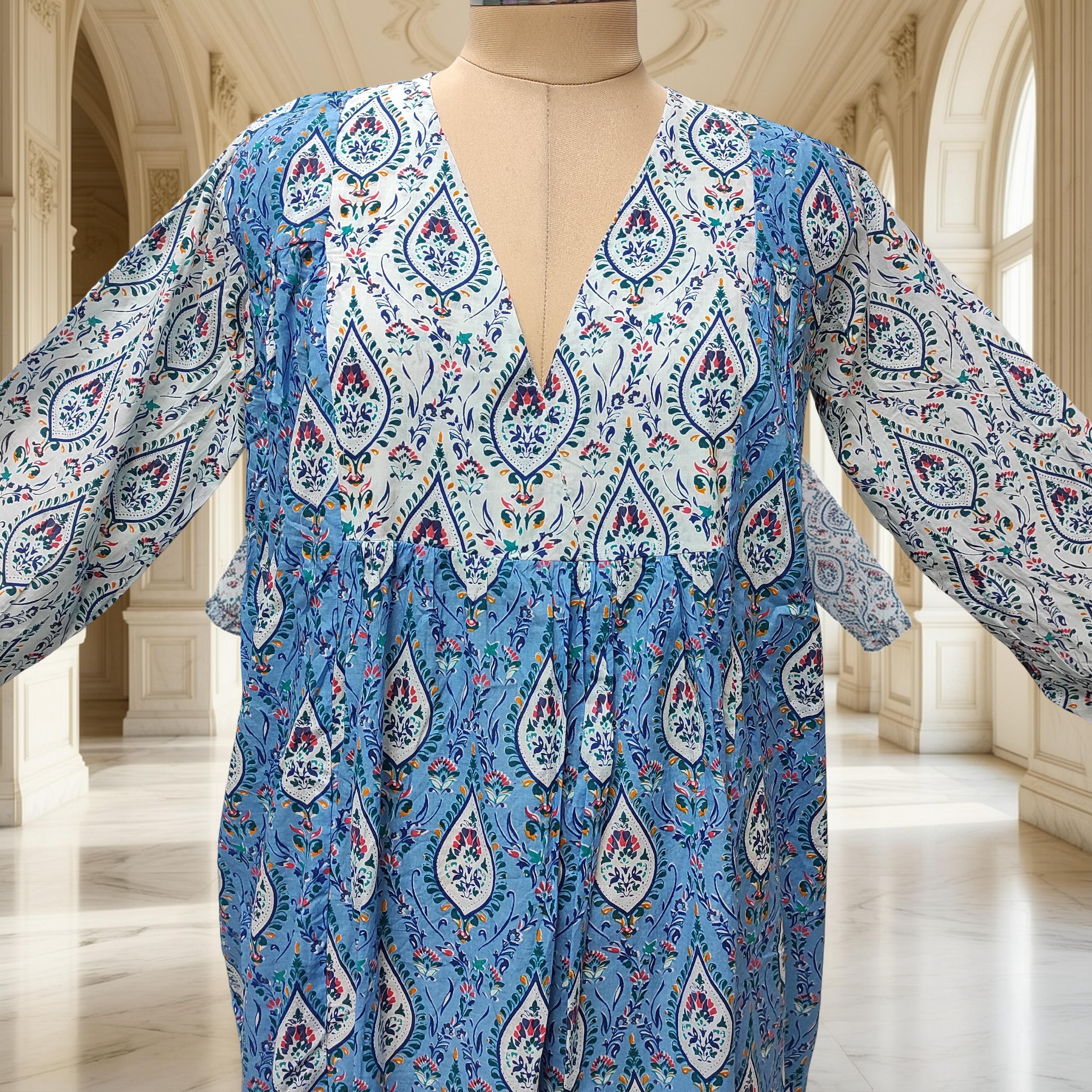 XS-S Yamana With Sheila Printed Cotton Dress 54" Long Jalabiya