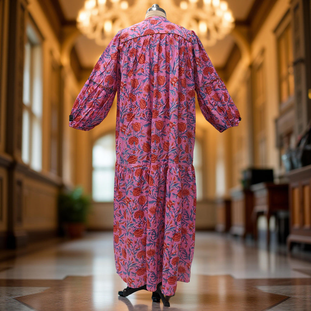 S-M Yazrin Printed Cotton Dress 57" Long Jalabiya