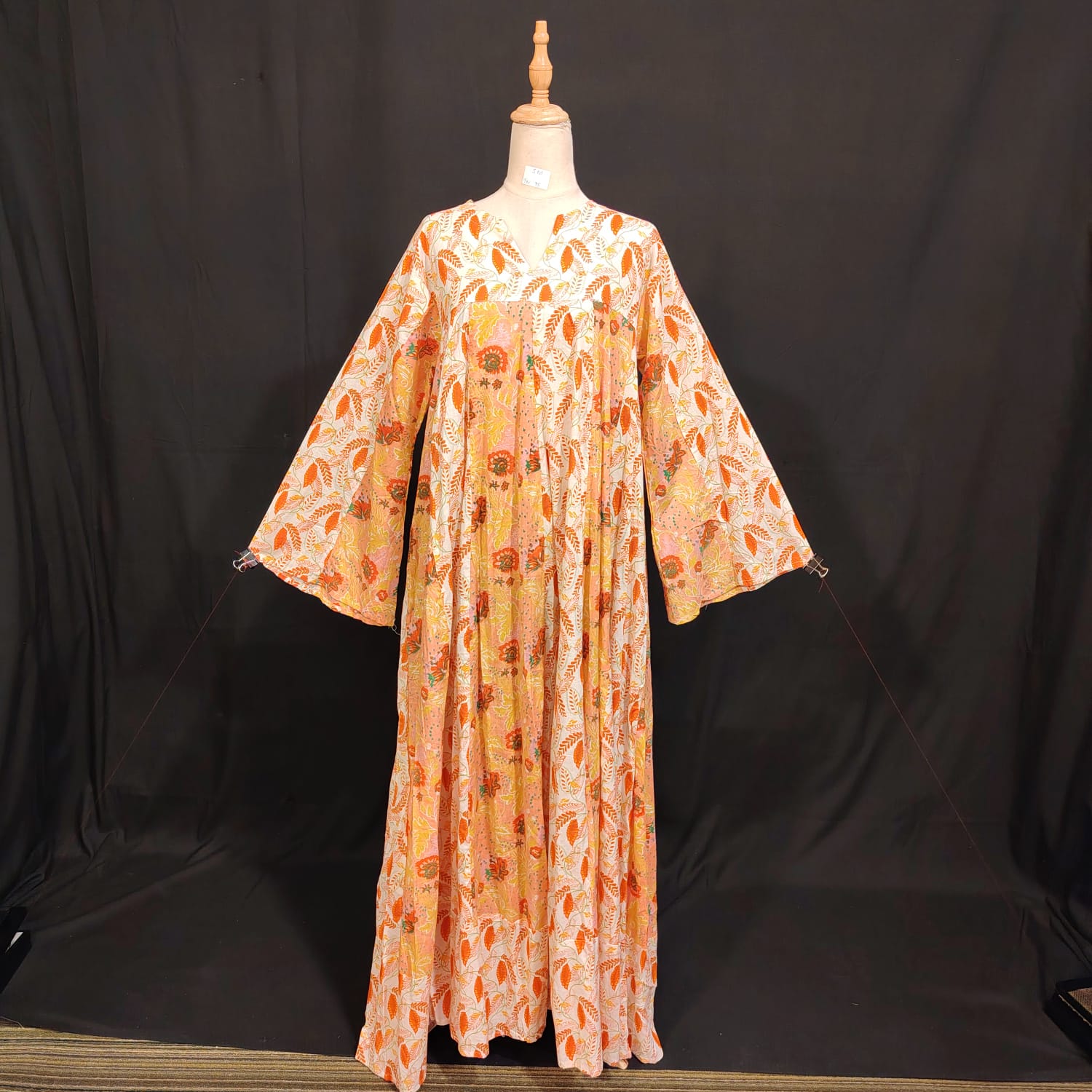 S-M Zahin Printed Cotton Dress 57" Long Jalabiya