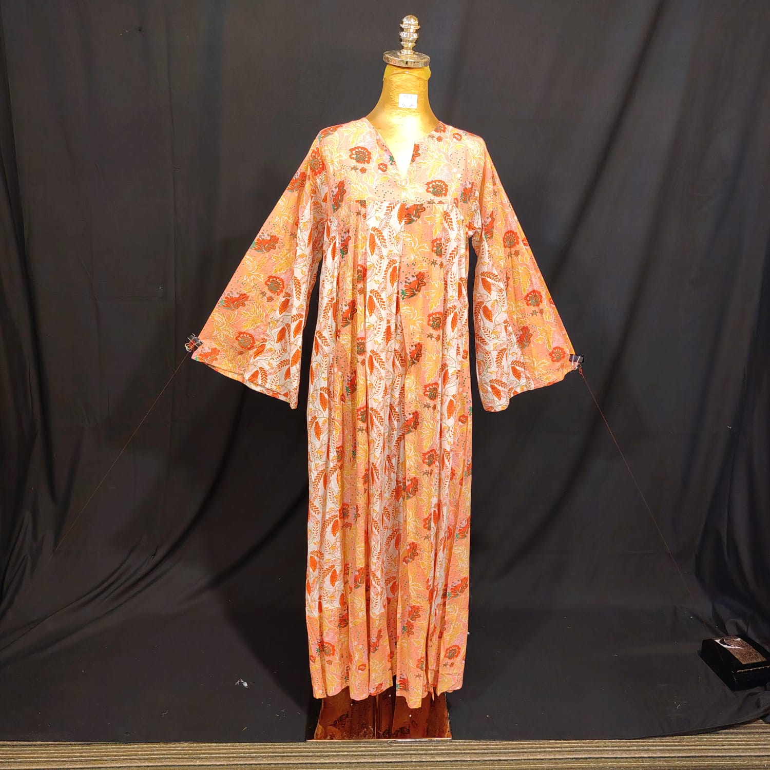 XS-S Zahida Cotton Printed Dress 54" Long Jalabiya
