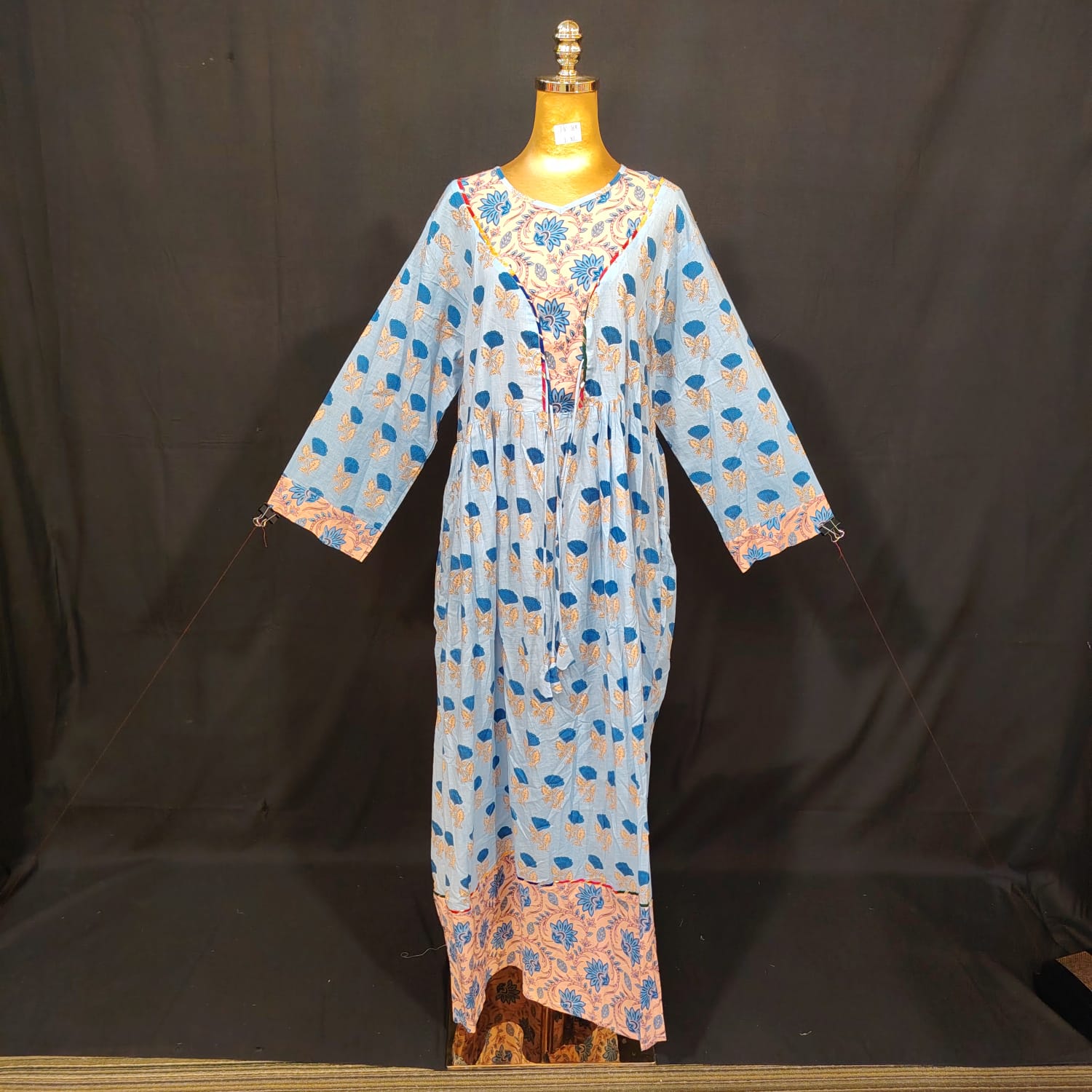 L-XL Zaria Cotton Printed Dress 57" Long Jalabiya