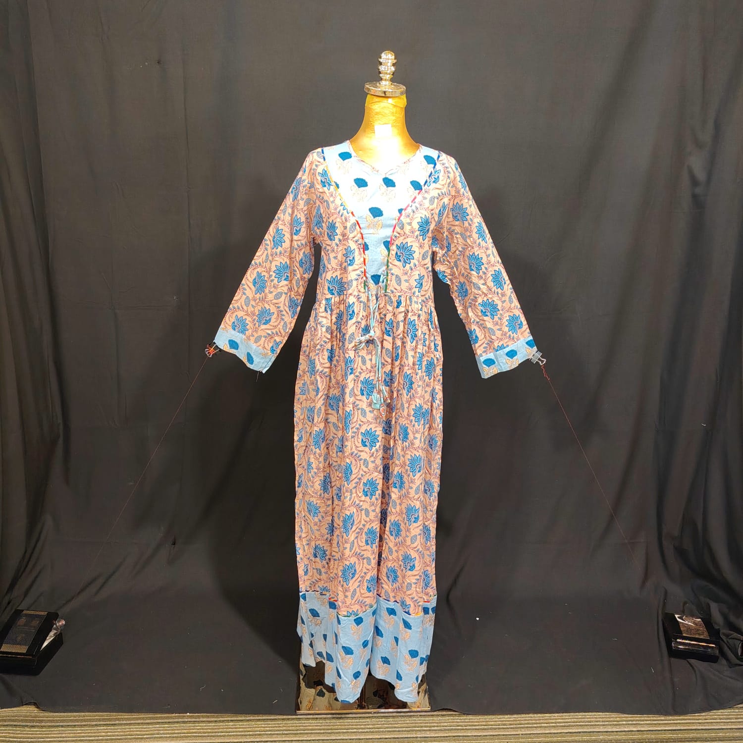S-M Zaria Cotton Printed Dress 57" Long Jalabiya