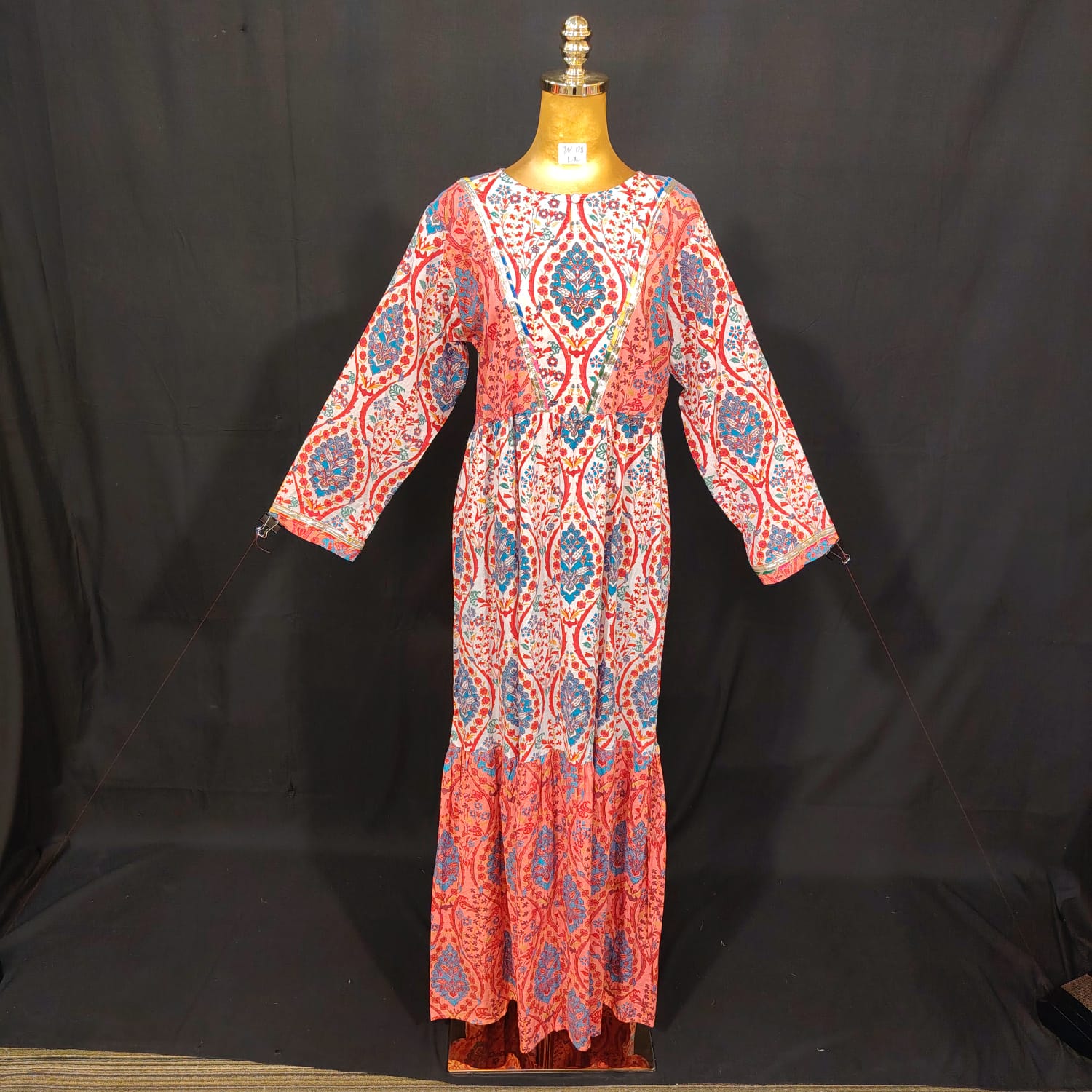 L-XL Zahida Cotton Printed Dress 57" Long Jalabiya