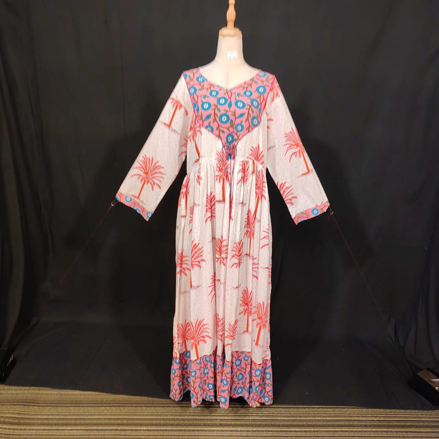 L-XL Zaria Cotton Printed Dress 57" Long Jalabiya