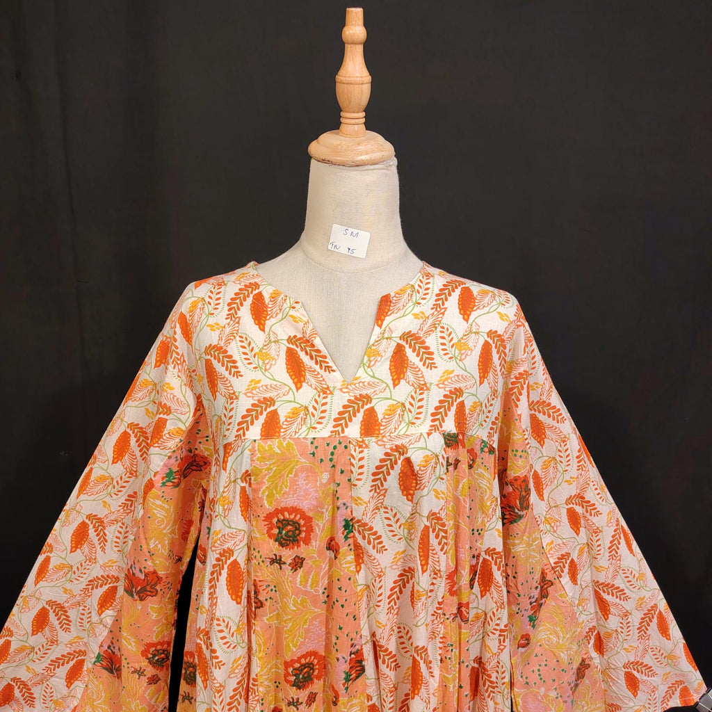 S-M Zahin Printed Cotton Dress 57" Long Jalabiya