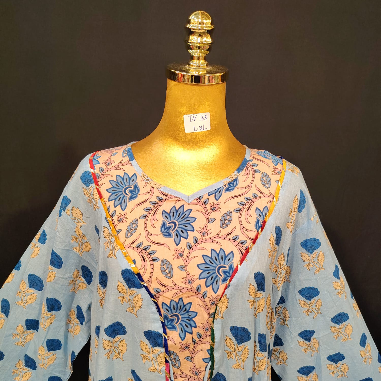 L-XL Zaria Cotton Printed Dress 57" Long Jalabiya