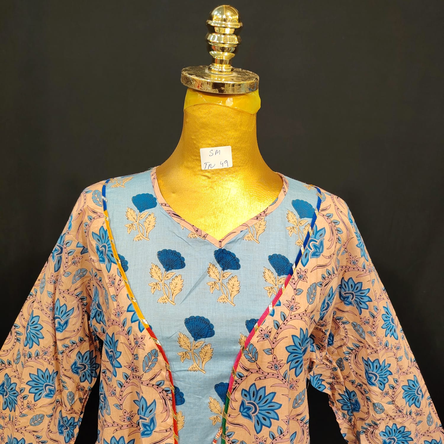S-M Zaria Cotton Printed Dress 57" Long Jalabiya