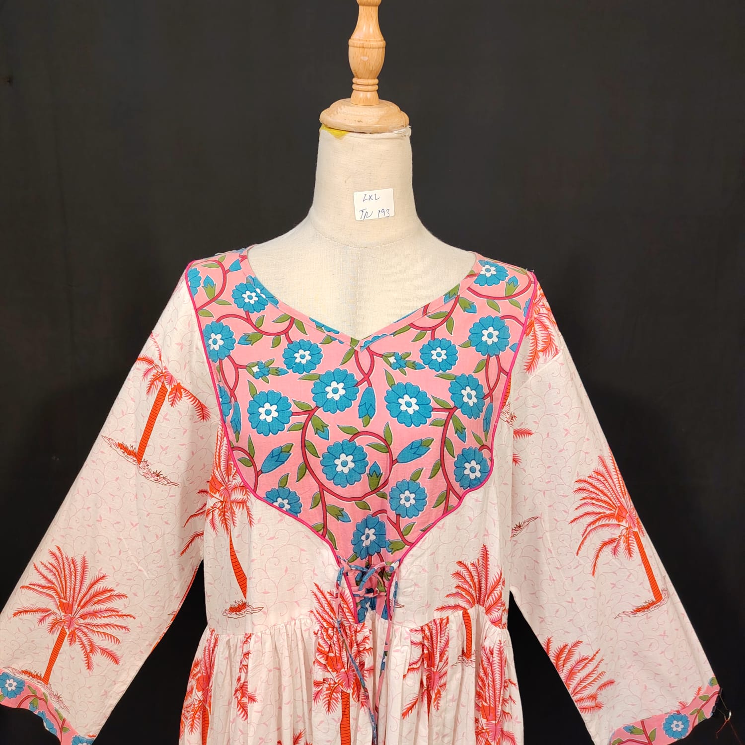 L-XL Zaria Cotton Printed Dress 57" Long Jalabiya