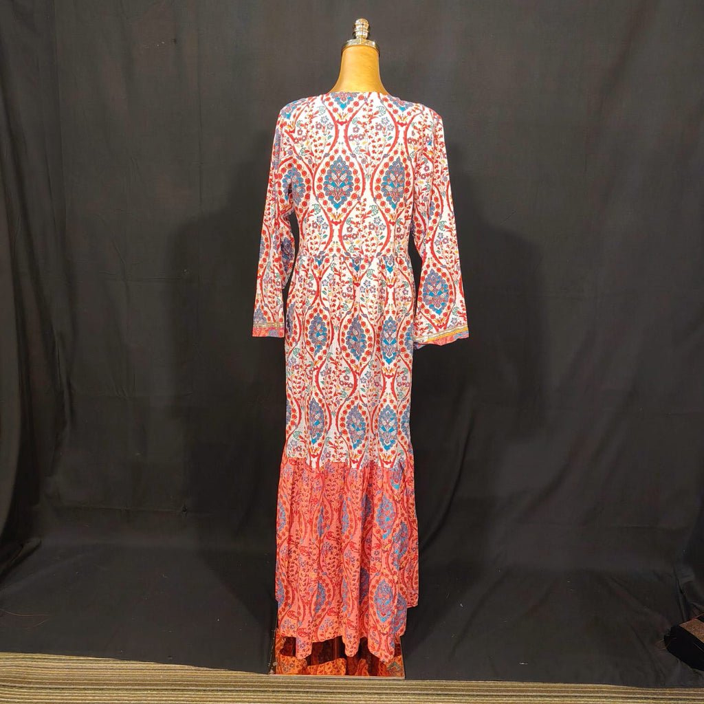 L-XL Zahida Cotton Printed Dress 57" Long Jalabiya