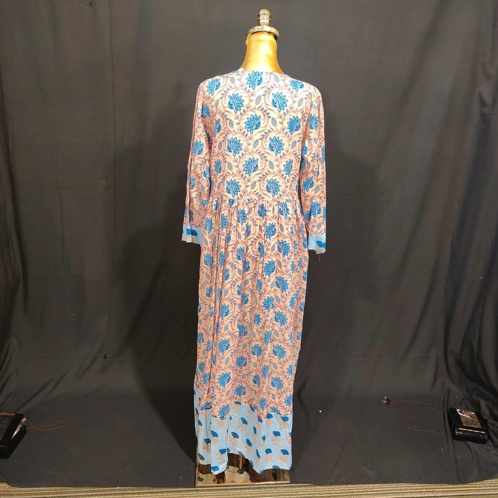 S-M Zaria Cotton Printed Dress 57" Long Jalabiya