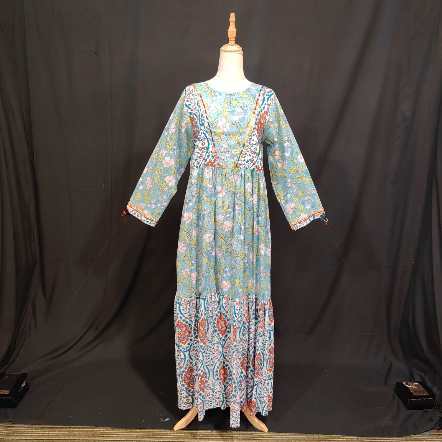 XS-S Zahida Cotton Printed Dress 54" Long Jalabiya