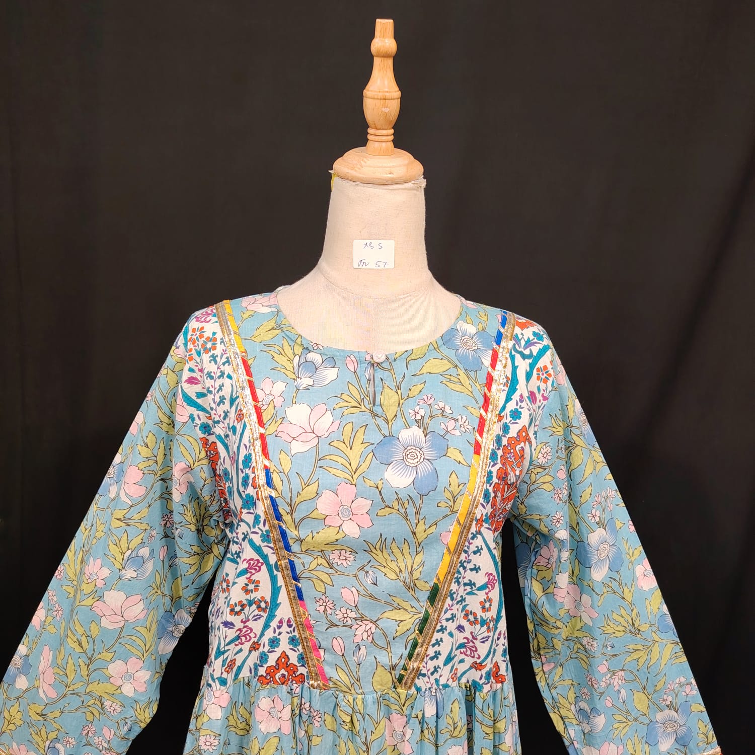 XS-S Zahida Cotton Printed Dress 54" Long Jalabiya