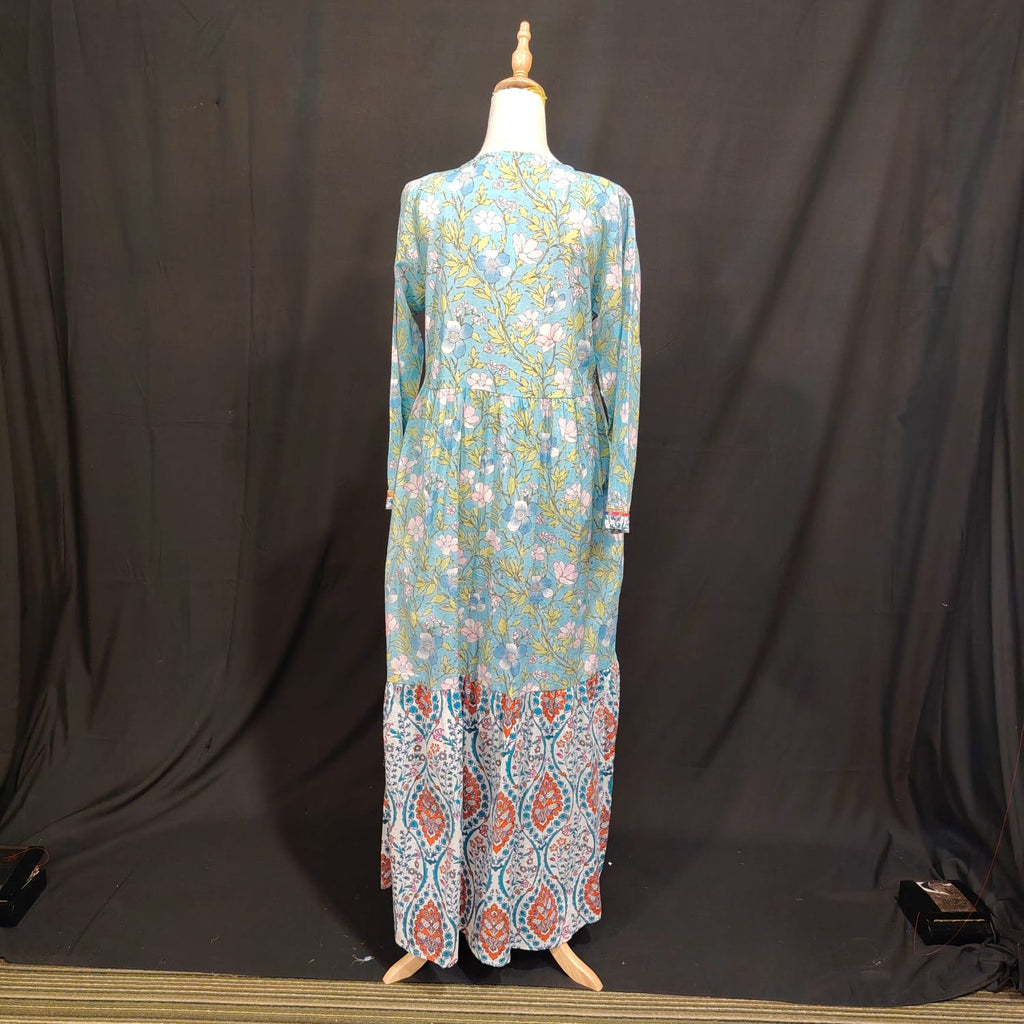 XS-S Zahida Cotton Printed Dress 54" Long Jalabiya