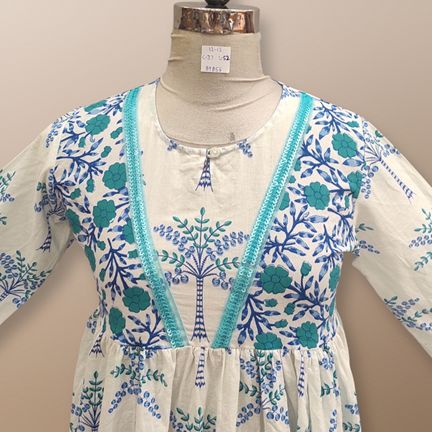 4XL/5XL Zahida Printed Cotton Dress 57" Long Jalabiya