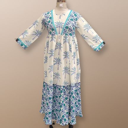 4XL/5XL Zahida Printed Cotton Dress 57" Long Jalabiya