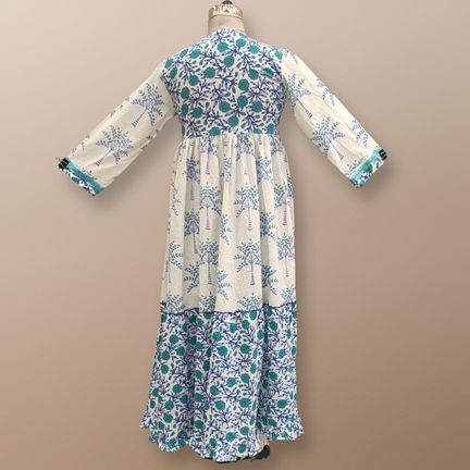 4XL/5XL Zahida Printed Cotton Dress 57" Long Jalabiya