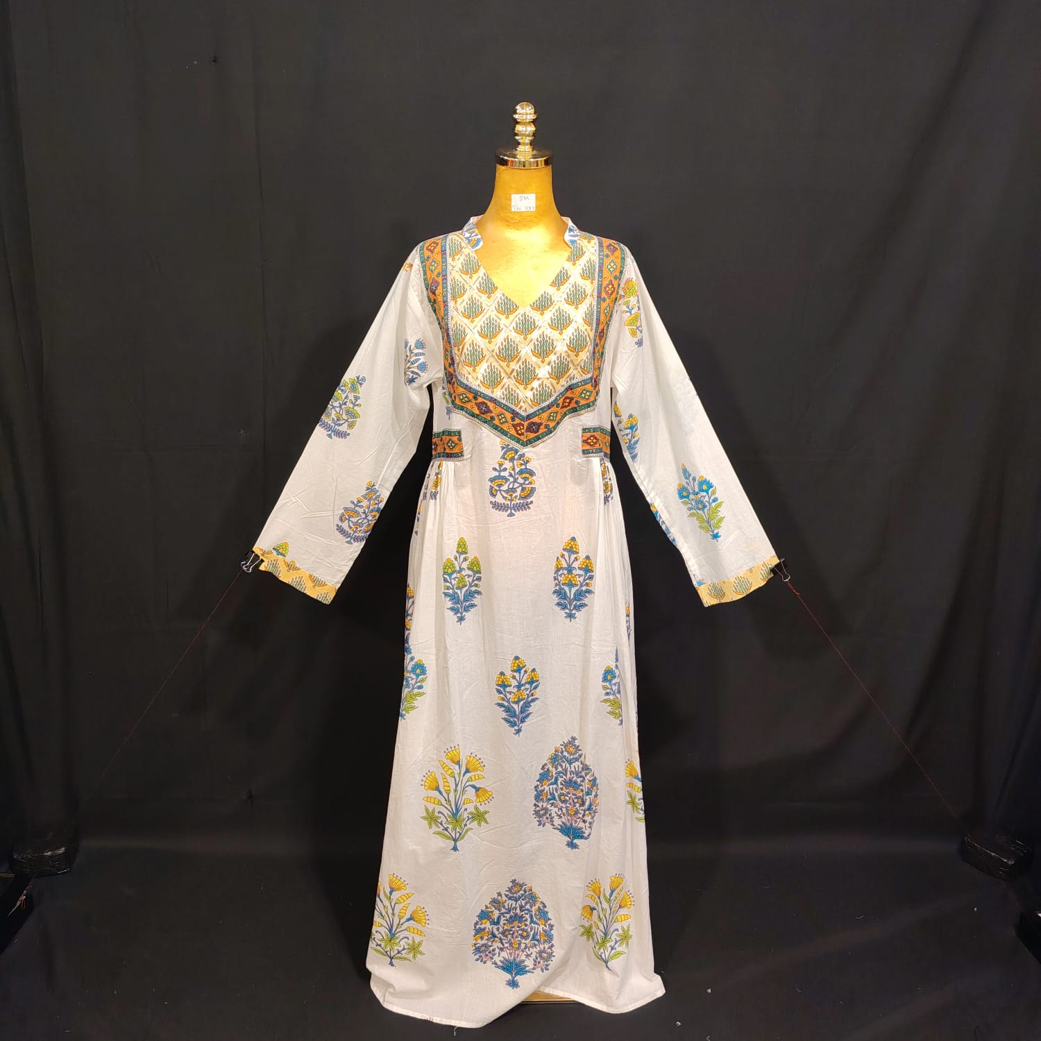 S/M Arwa Printed Cotton Dress 57" Long Jalabiya