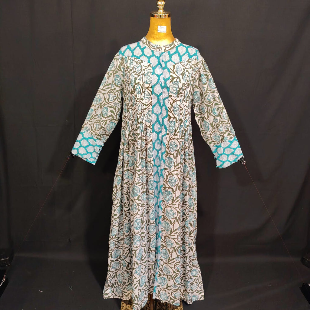 S/M Aafren Printed Cotton Dress 57" Long Jalabiya