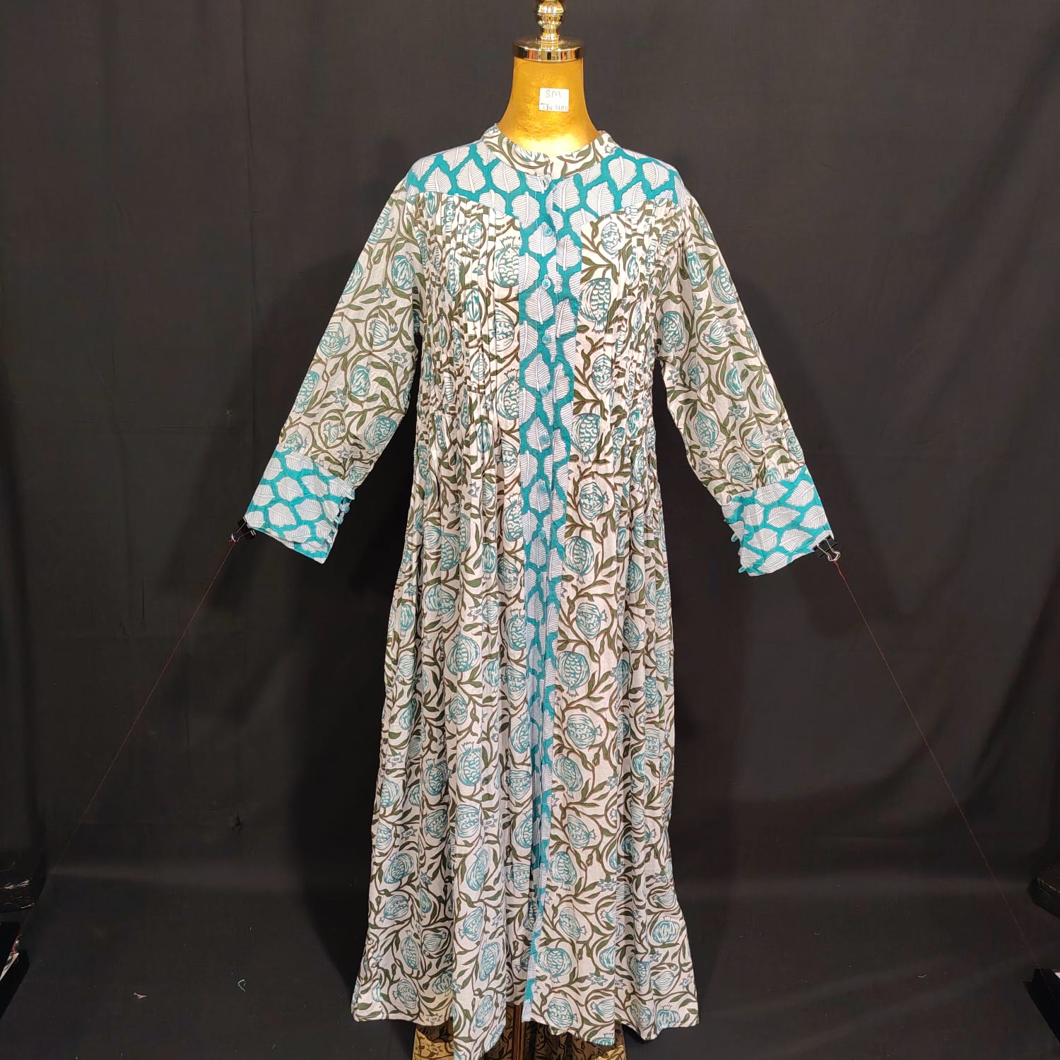 S/M Aafren Printed Cotton Dress 57" Long Jalabiya