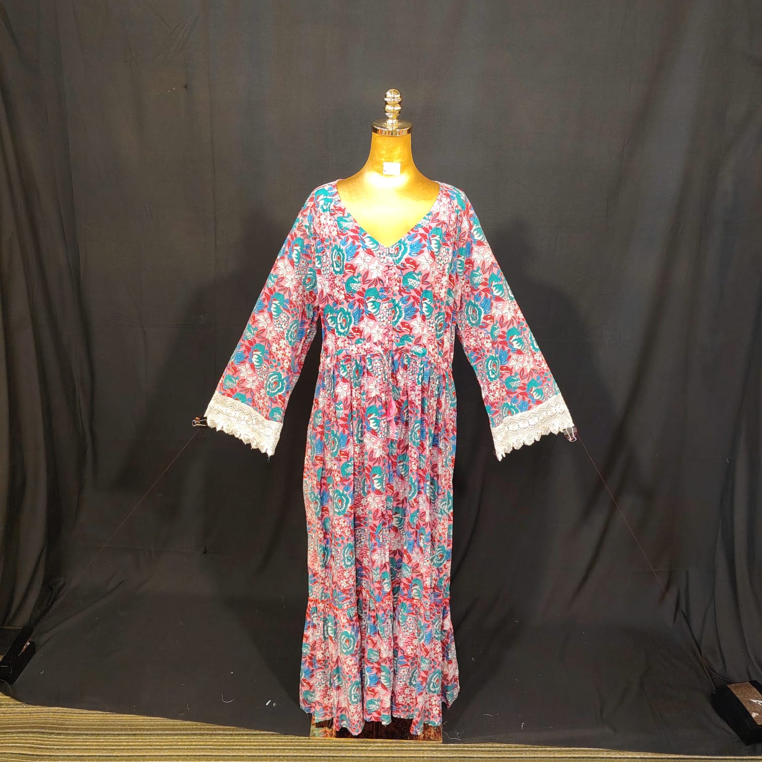 L-XL Ari Cotton Printed Dress 57" Long Jalabiya