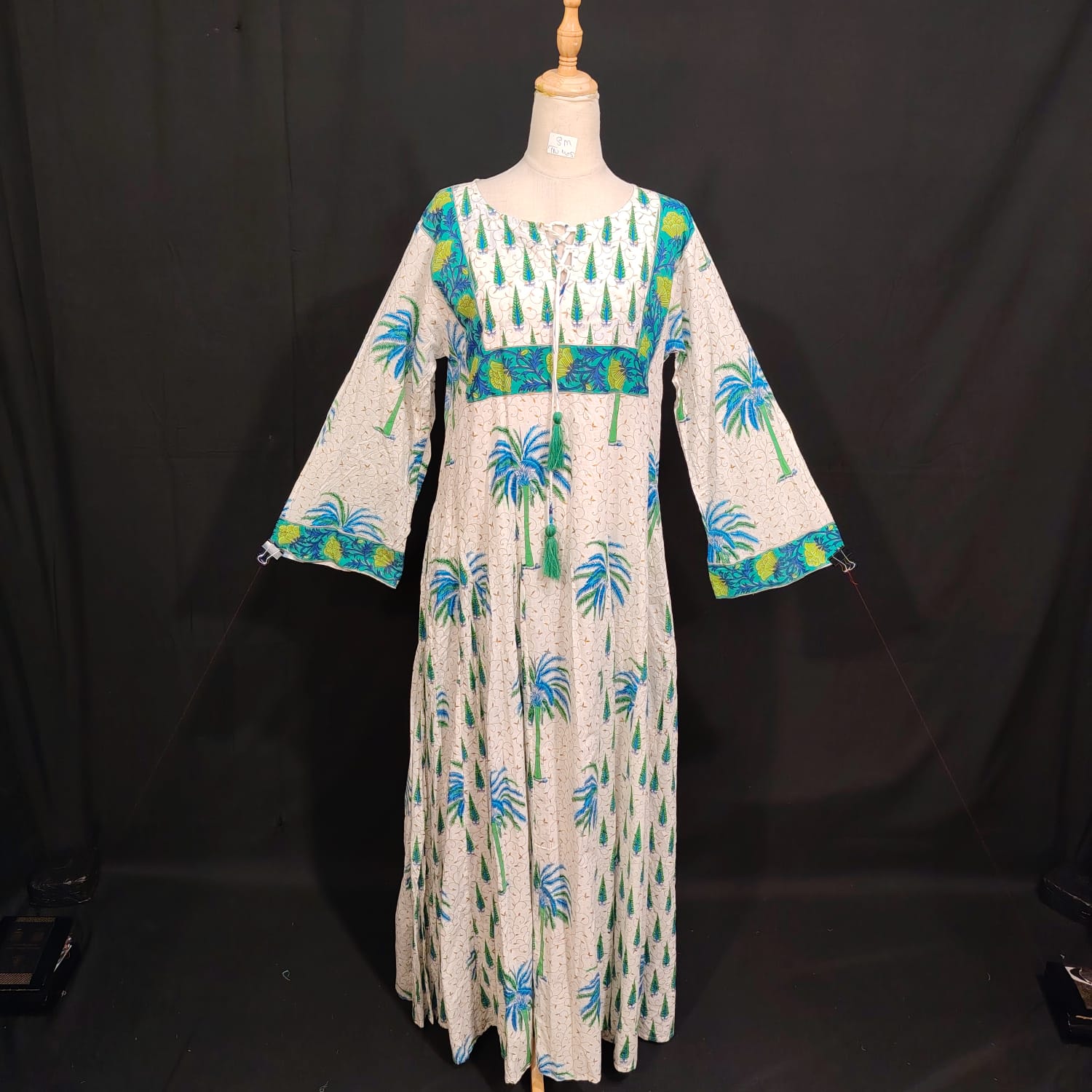 S/M Anaya Printed Cotton Dress 57" Long Jalabiya
