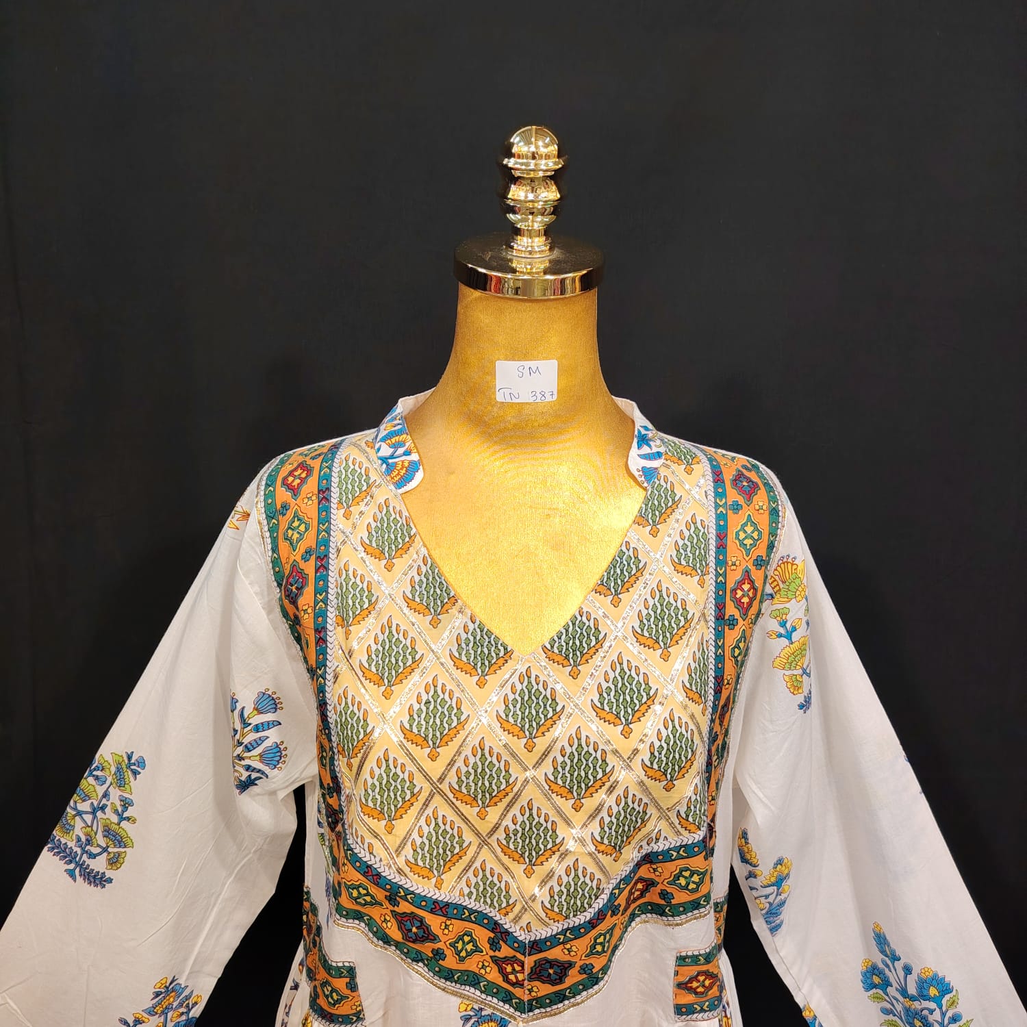 S/M Arwa Printed Cotton Dress 57" Long Jalabiya