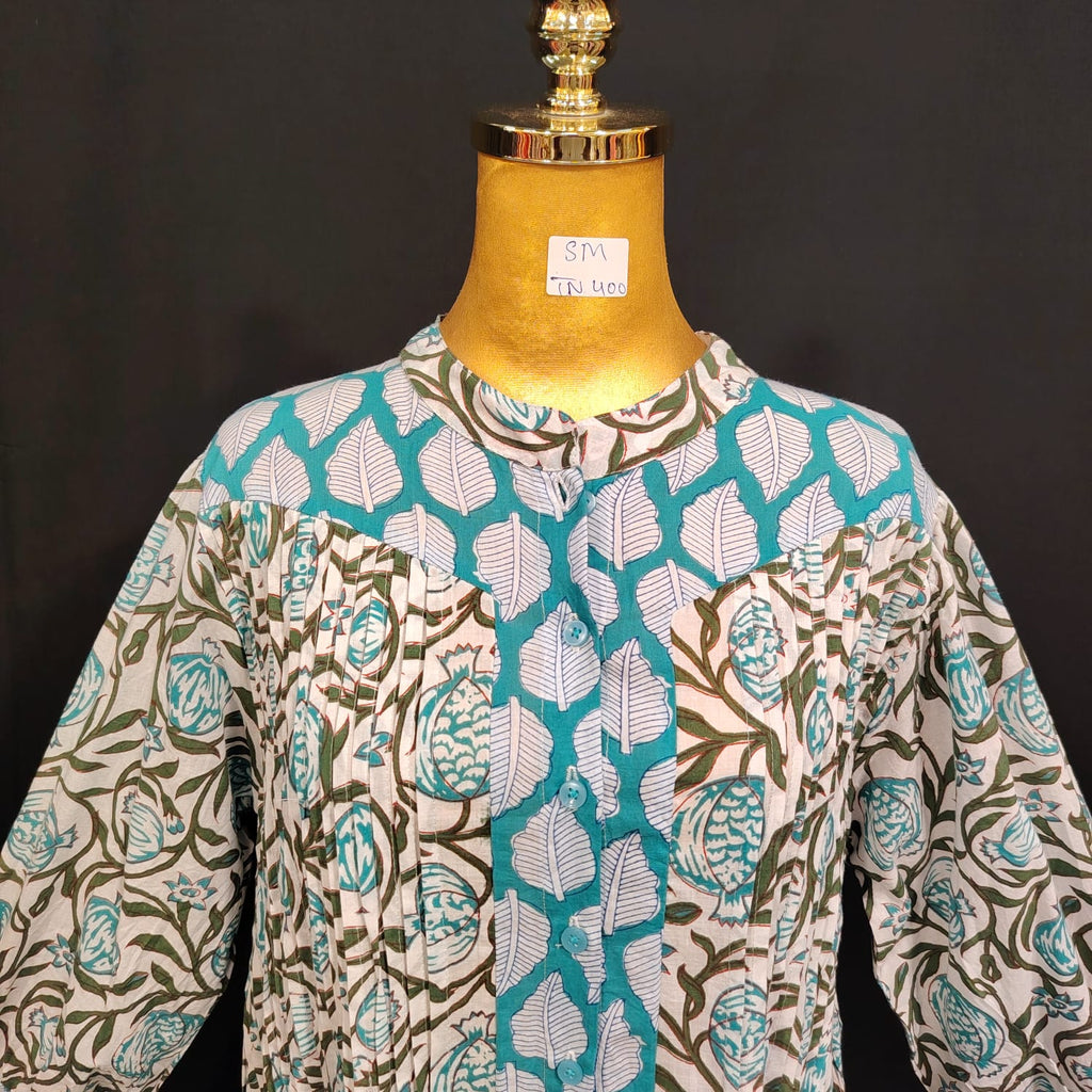 S/M Aafren Printed Cotton Dress 57" Long Jalabiya