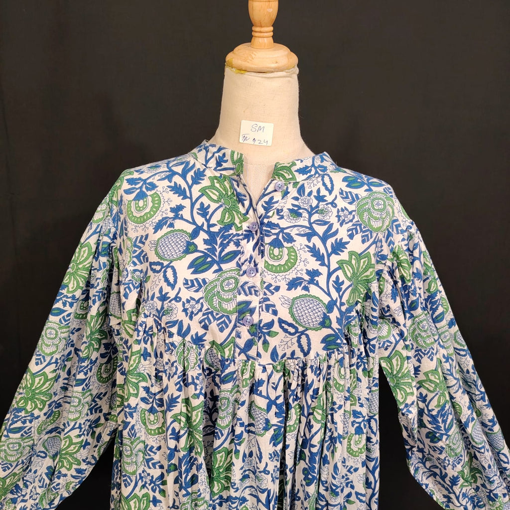 S/M Alfia Printed Cotton Dress 57" Long Jalabiya