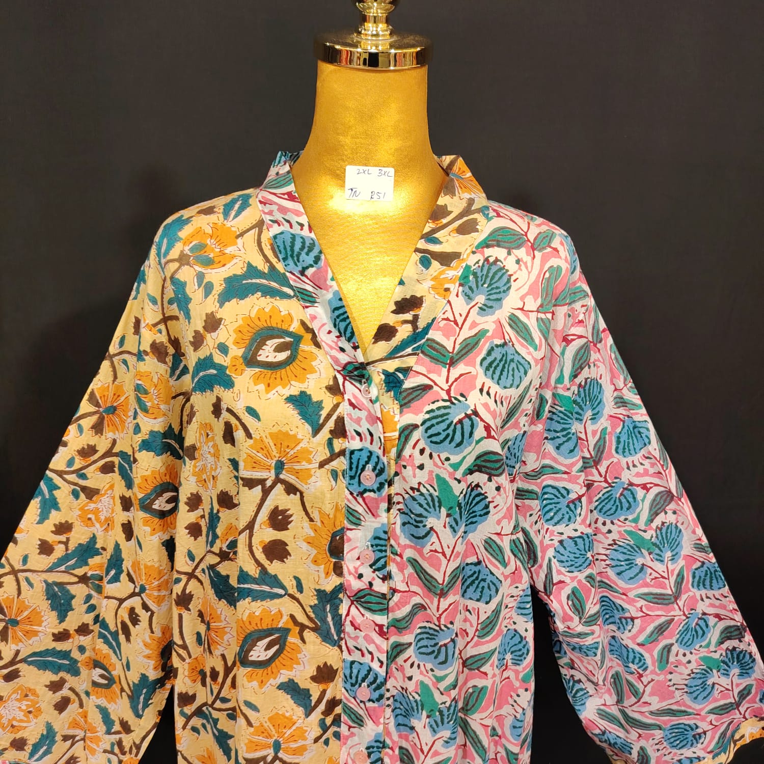 2XL-3XL Ayana Printed Cotton Dress 57" Long Jalabiya