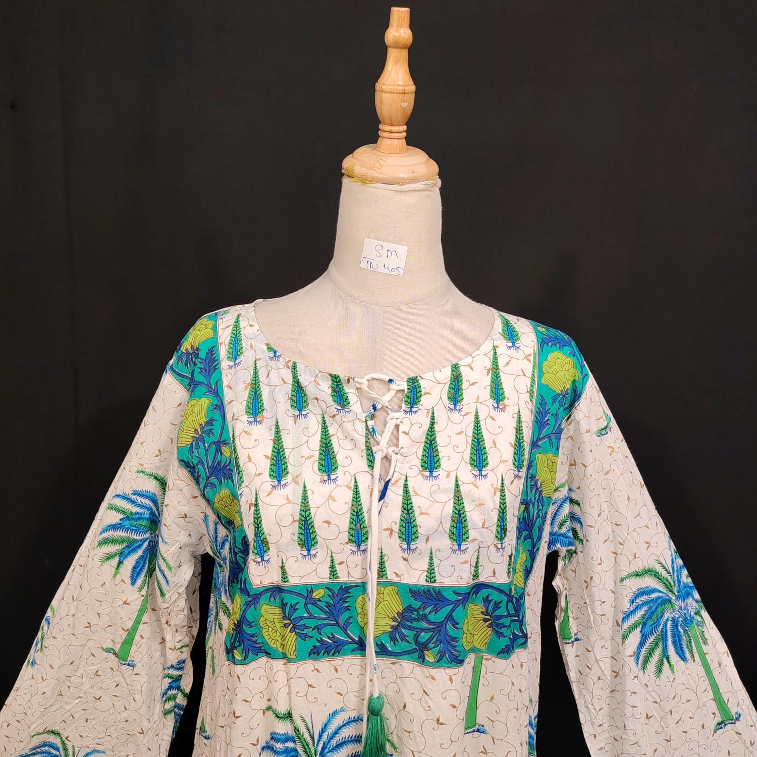 S/M Anaya Printed Cotton Dress 57" Long Jalabiya