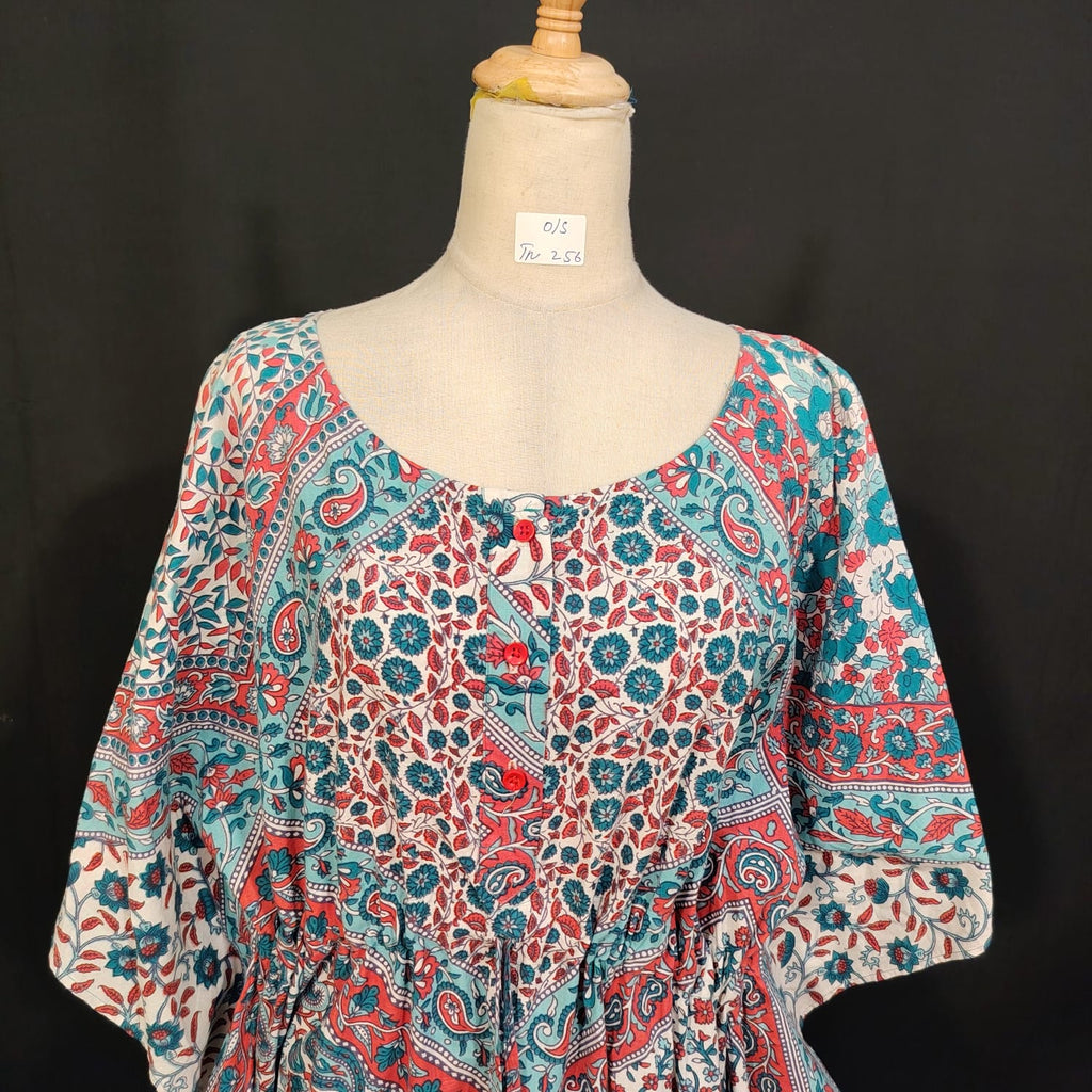 Free size Farasah Printed Cotton Dress 57" Long Jalabiya