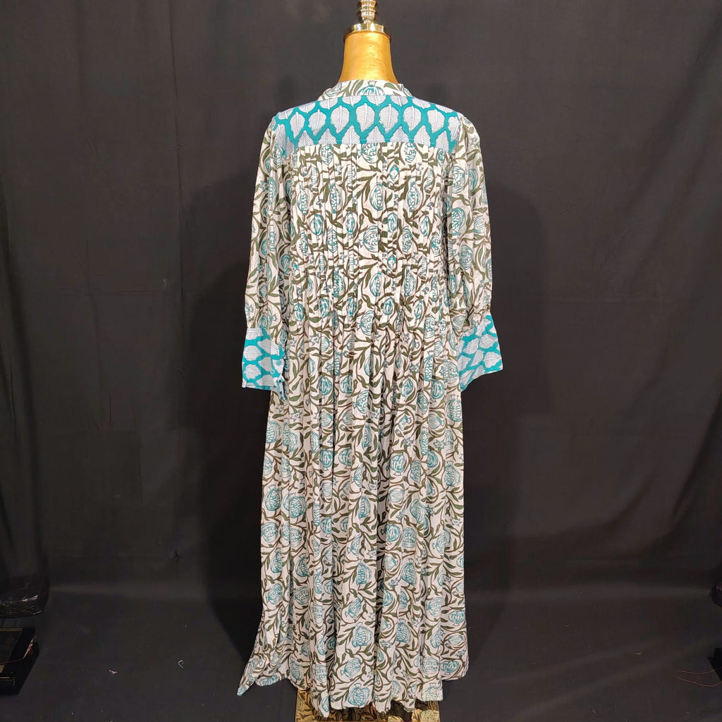 S/M Aafren Printed Cotton Dress 57" Long Jalabiya
