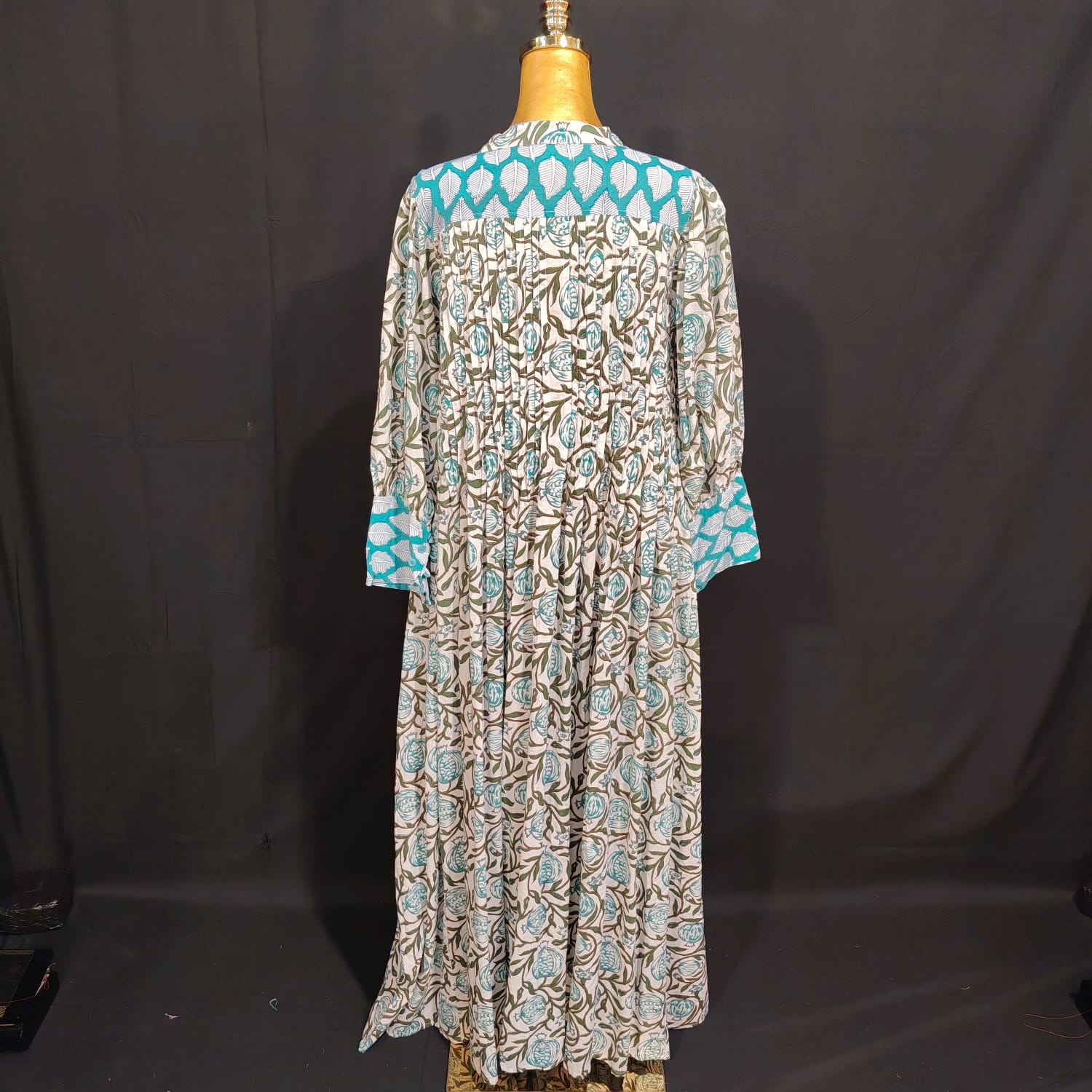 S/M Aafren Printed Cotton Dress 57" Long Jalabiya