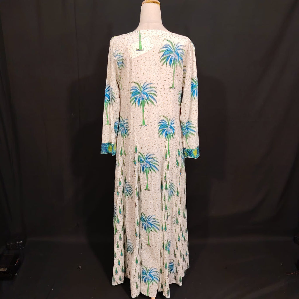 S/M Anaya Printed Cotton Dress 57" Long Jalabiya