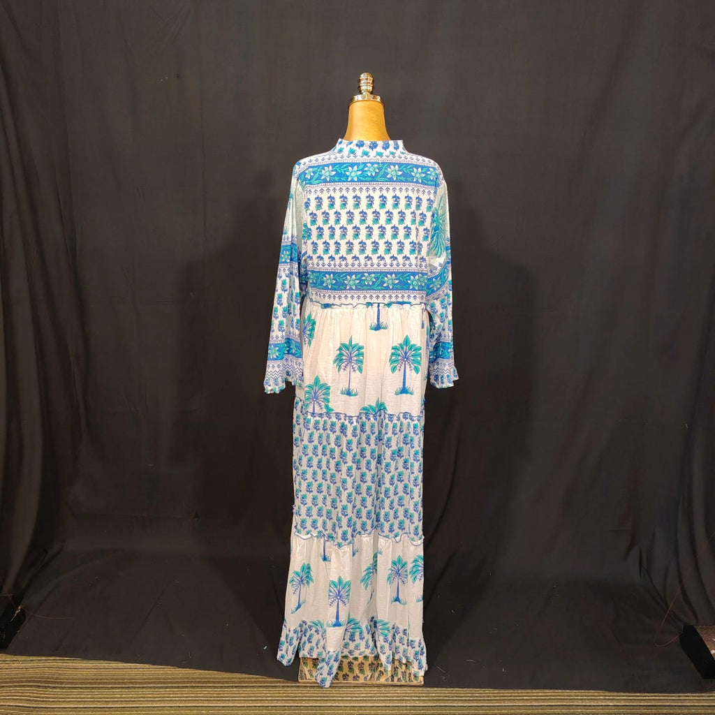L-XL Afifa Cotton Printed Dress 57" Long Jalabiya