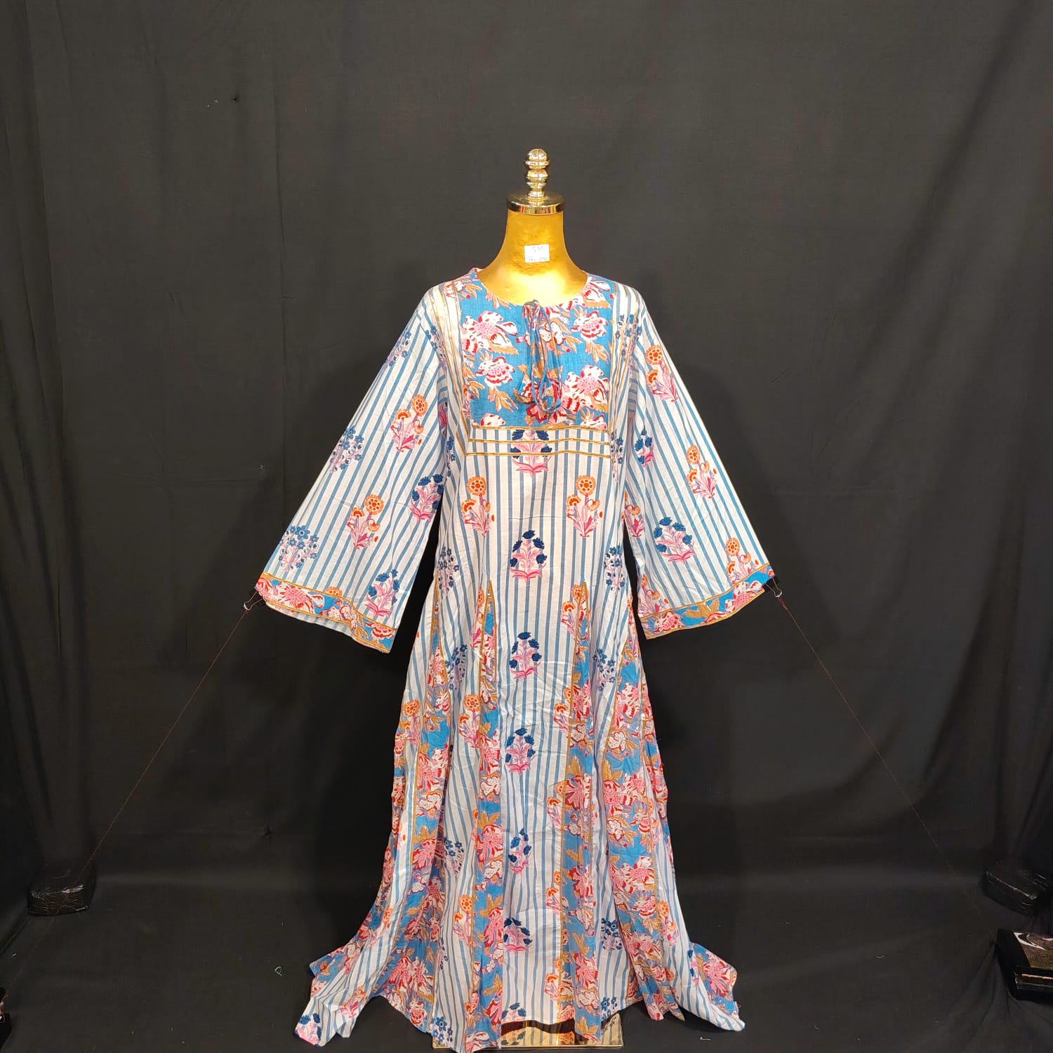 S/M Anaya Printed Cotton Dress 57" Long Jalabiya