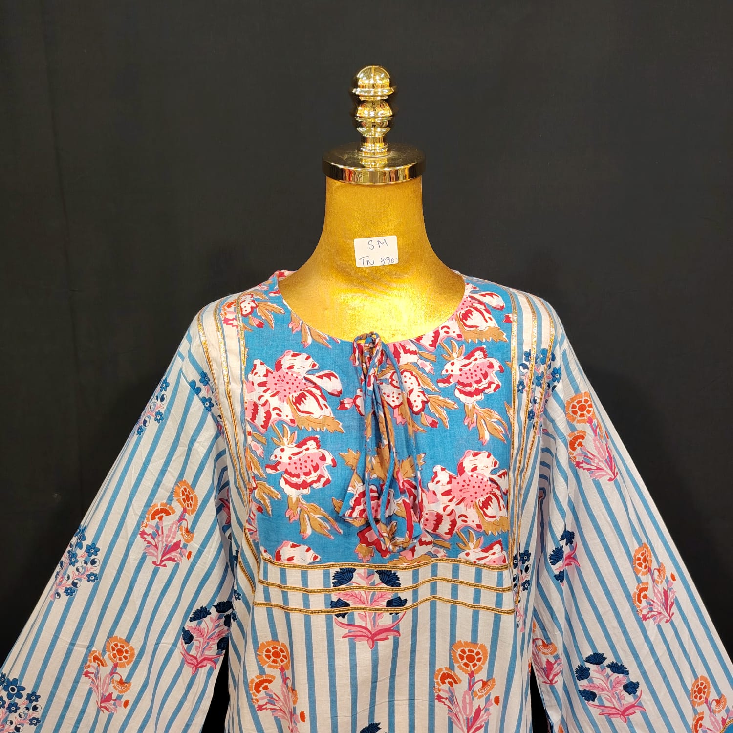 S/M Anaya Printed Cotton Dress 57" Long Jalabiya