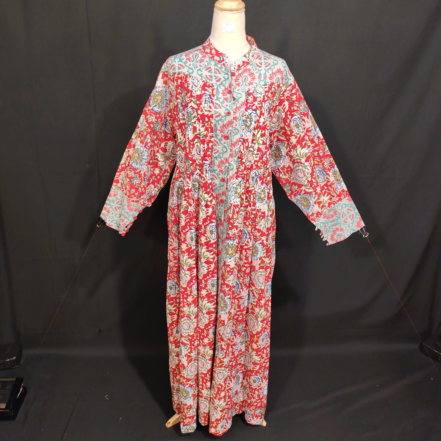S/M Afren Printed Cotton Dress 57" Long Jalabiya