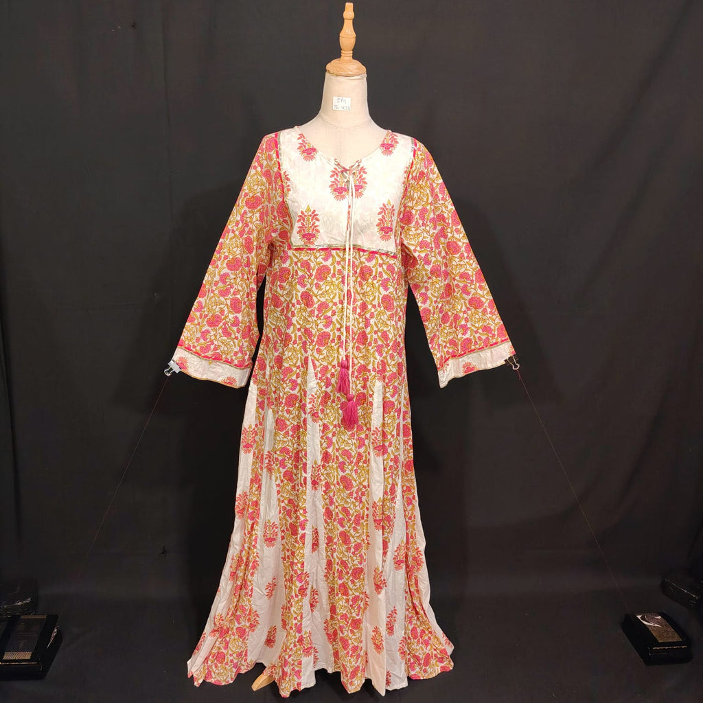 S/M Anaya Printed Cotton Dress 57" Long Jalabiya