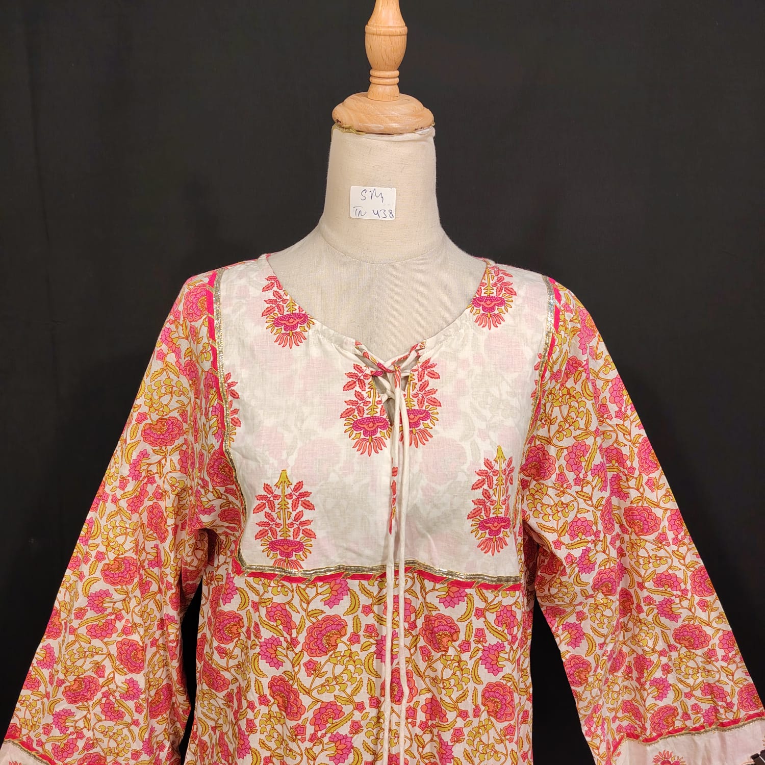 S/M Anaya Printed Cotton Dress 57" Long Jalabiya