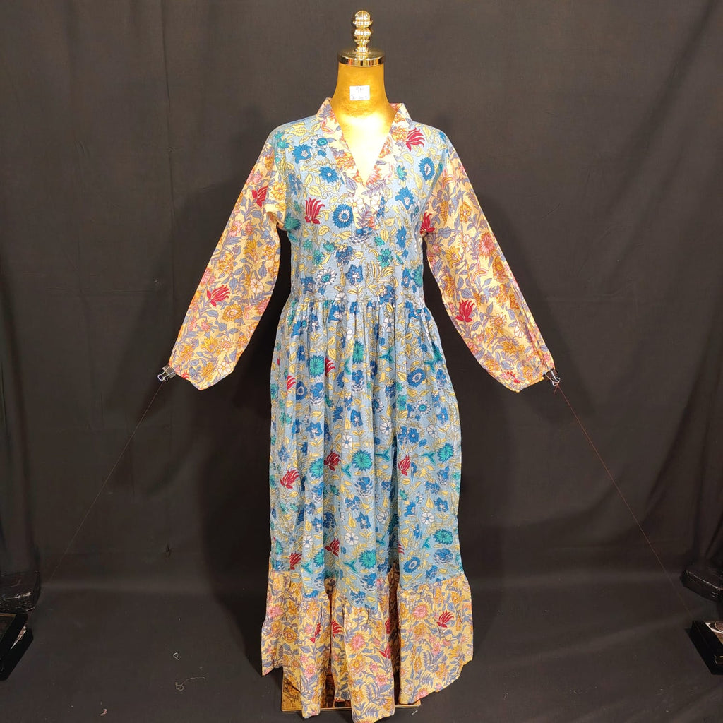 S/M Bahira Printed Cotton Dress 57" Long Jalabiya