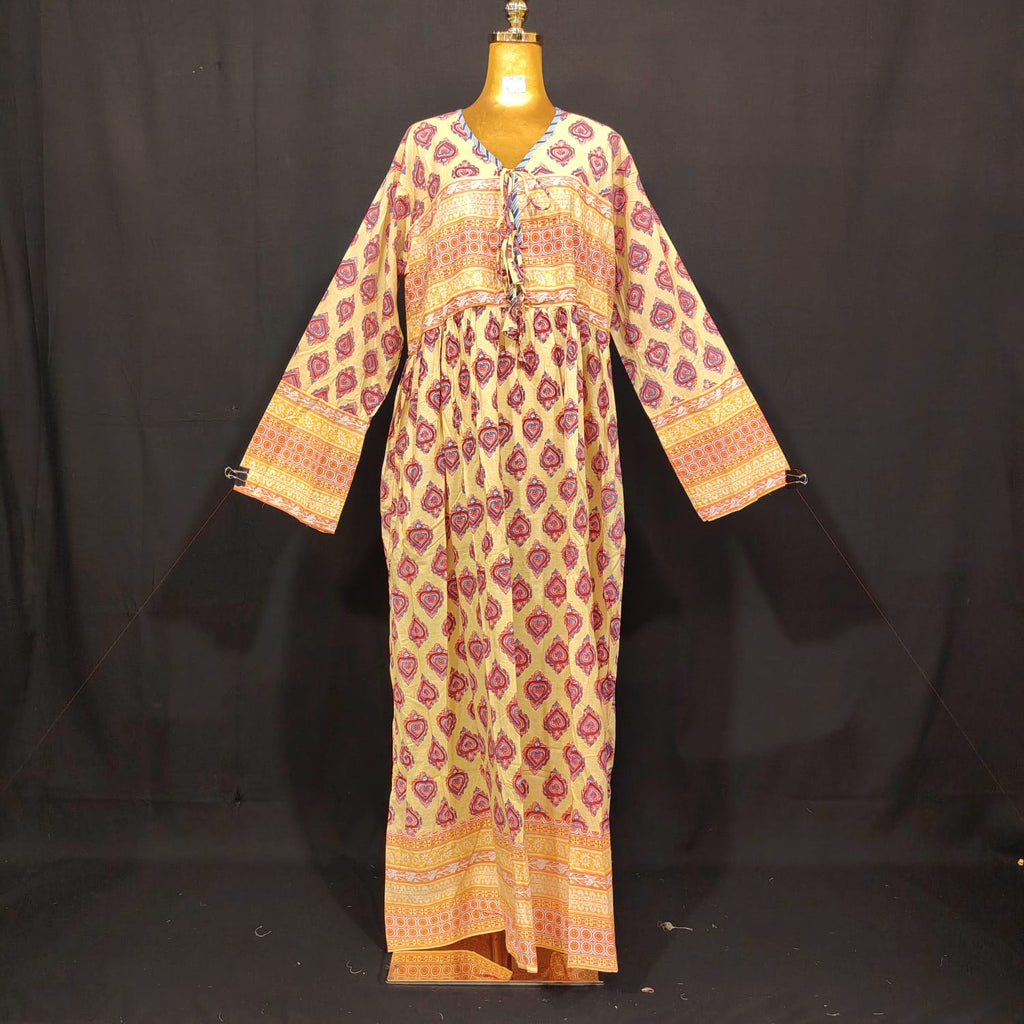2XL-3XL Beach Printed Cotton Dress 57" Long Jalabiya