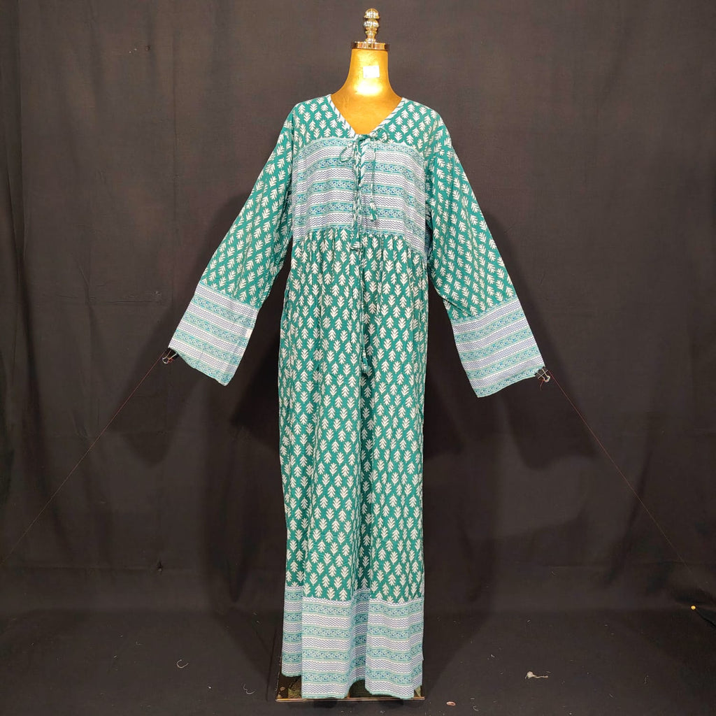 2XL-3XL Beach Printed Cotton Dress 57" Long Jalabiya