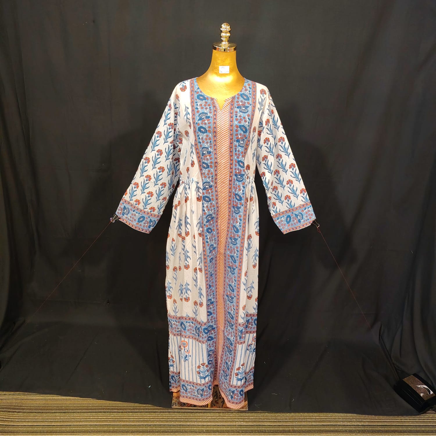 L-XL Bhopali Cotton Printed Dress 57" Long Jalabiya