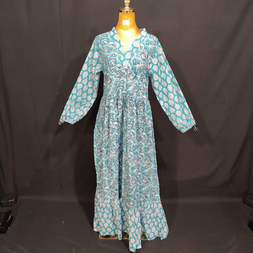 S/M Bahira Printed Cotton Dress 57" Long Jalabiya