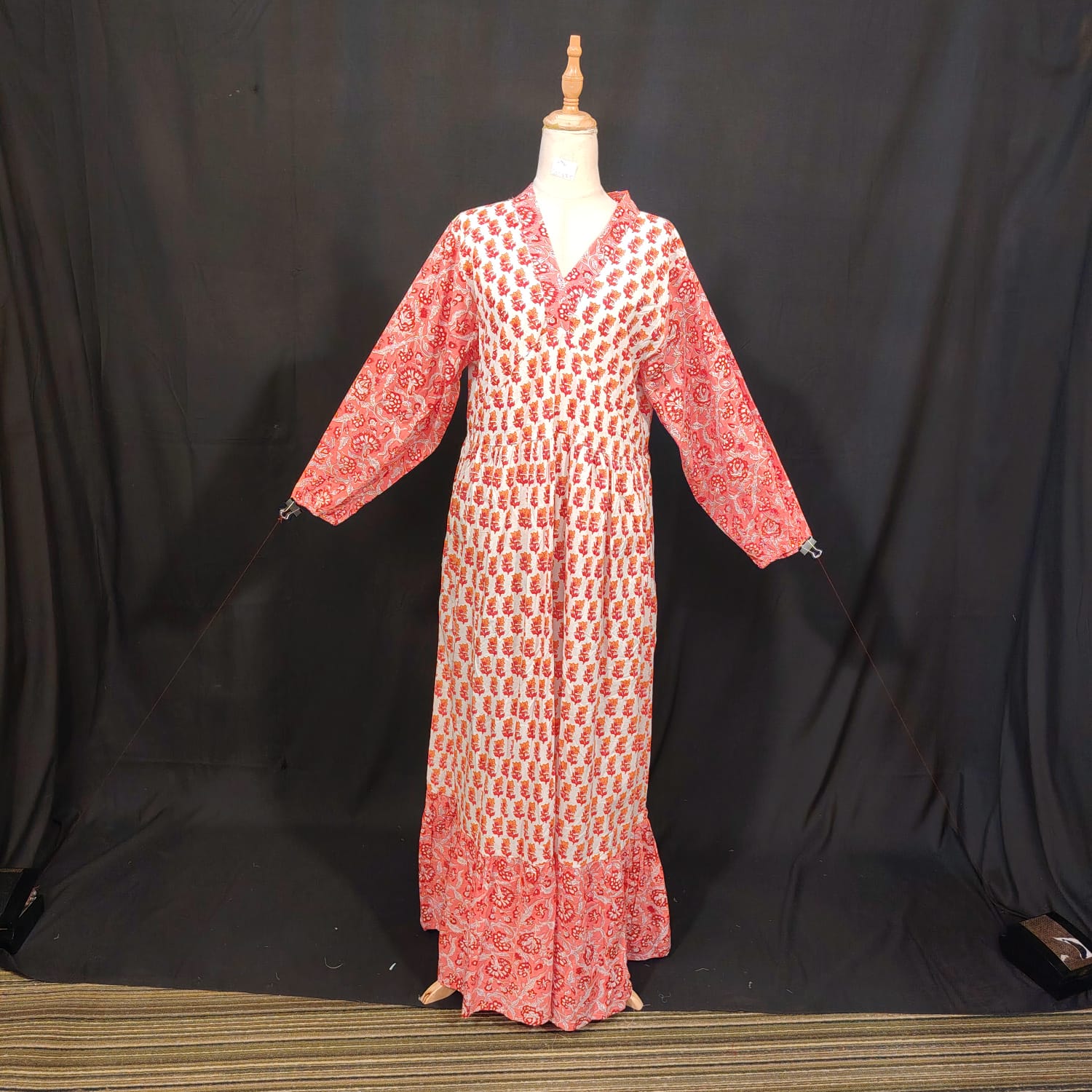 L-XL Bahira Cotton Printed Dress 57" Long Jalabiya